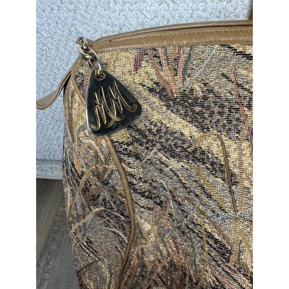 Vintage 70's Morris Moskowitz Tapestry Leather Handbag Purse MM USA - Picture 3 of 13